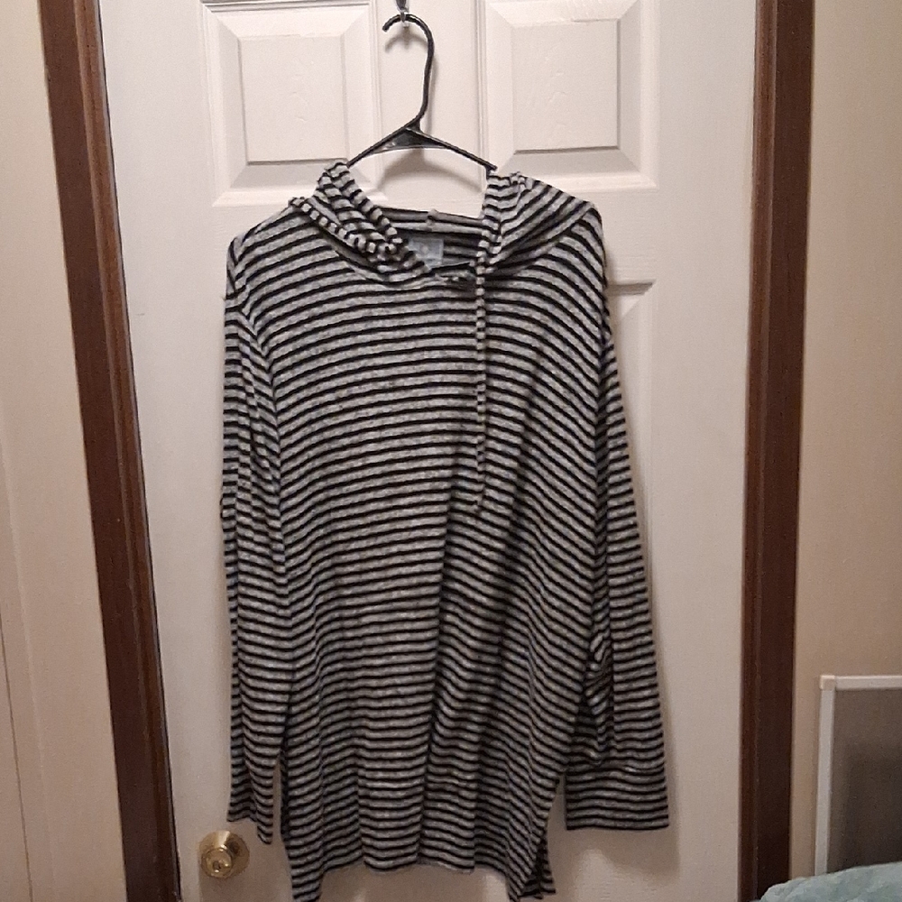 Sunday Black and White Striped Turtleneck Sweater